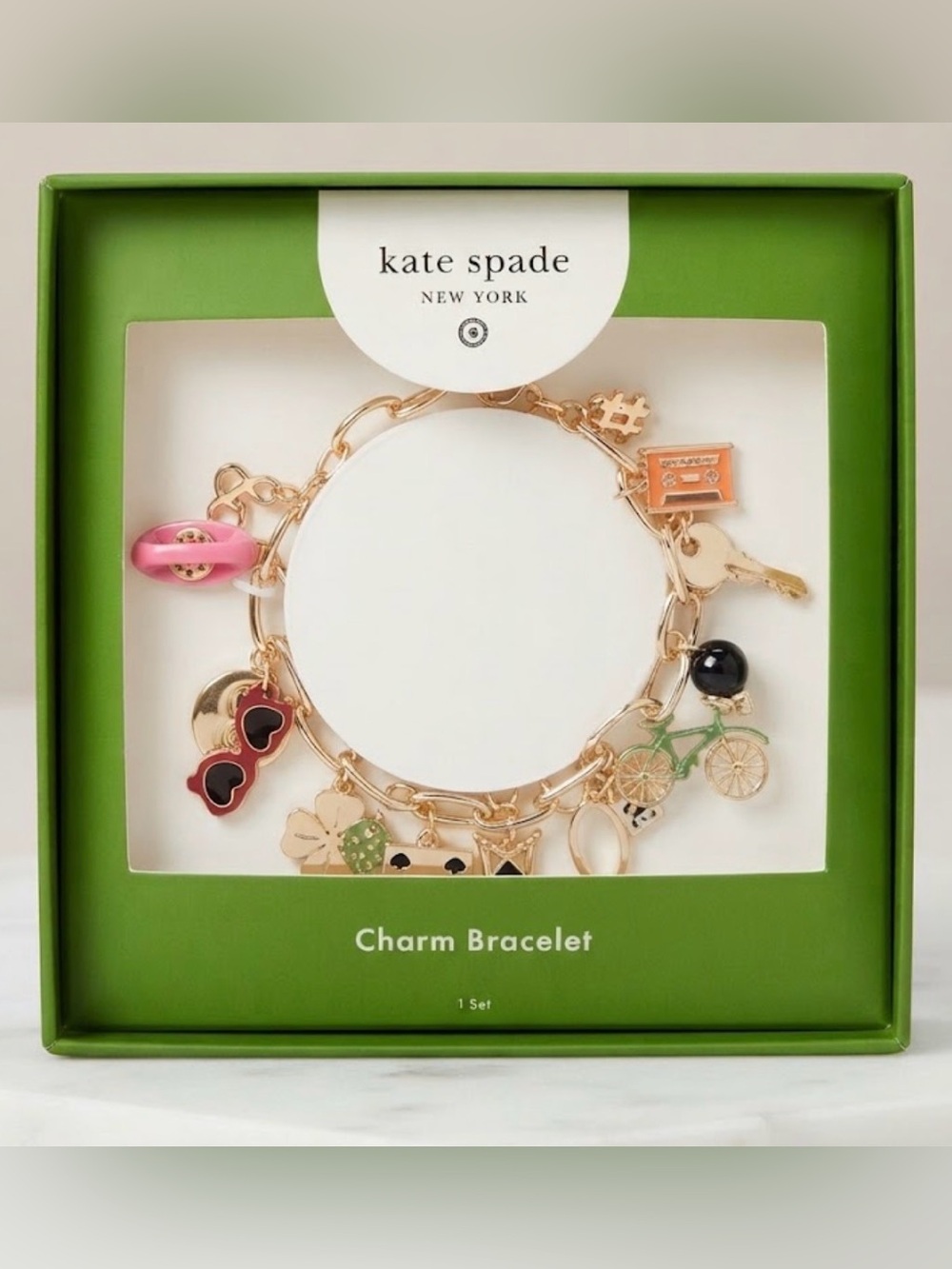 NWT Kate Spade x Target LIMITED EDITION Mixed Novelty Chunky Charm Bracelet Gold